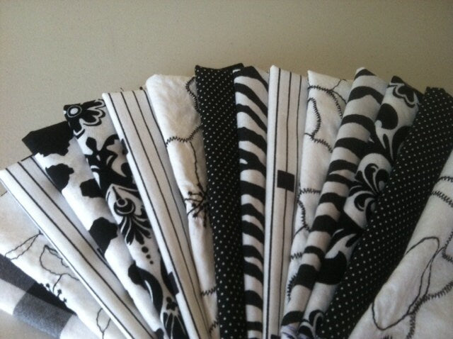 Black and White Cloth Napkins, Set of 8, Great for Cocktails, Snacks and Small Bites, by CHOW with ME