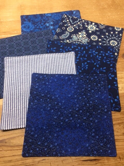 Blue Cloth Cocktail Party Napkins, Wine, Cheese, Hors d' oeuvres, Appetizer, Set of 10, by CHOW with ME