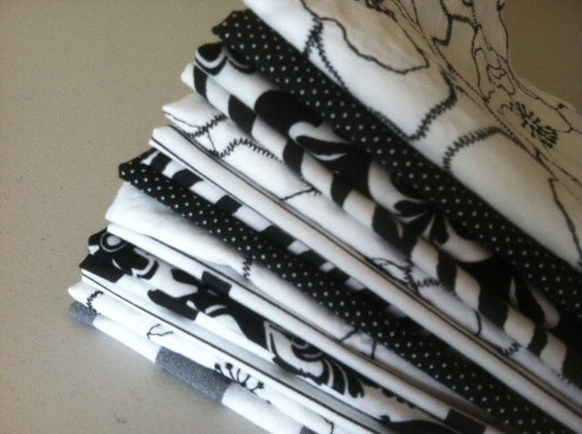 Black and White Cloth Napkins, Set of 8, Great for Cocktails, Snacks and Small Bites, by CHOW with ME